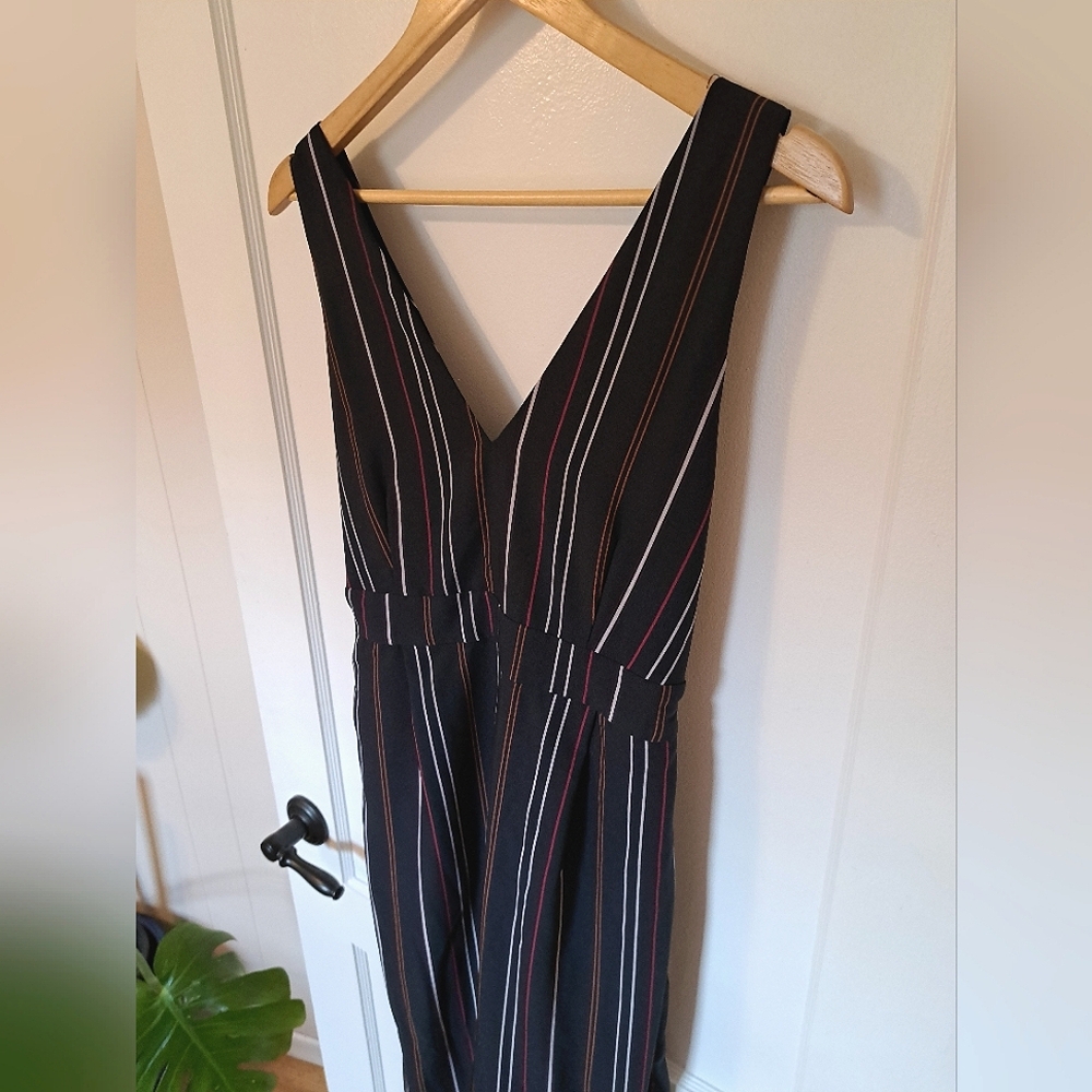 Navy Striped Sleeveless Pantssuit